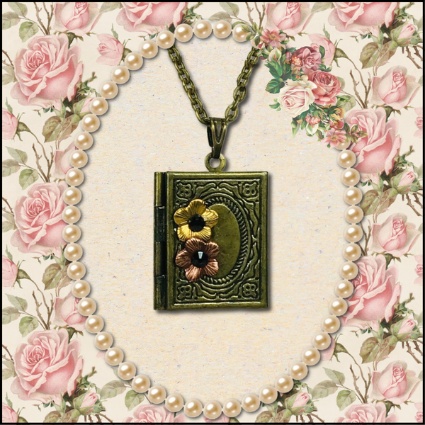 VINTAGE BOOK LOCKET NECKLACE | Antique Bronze