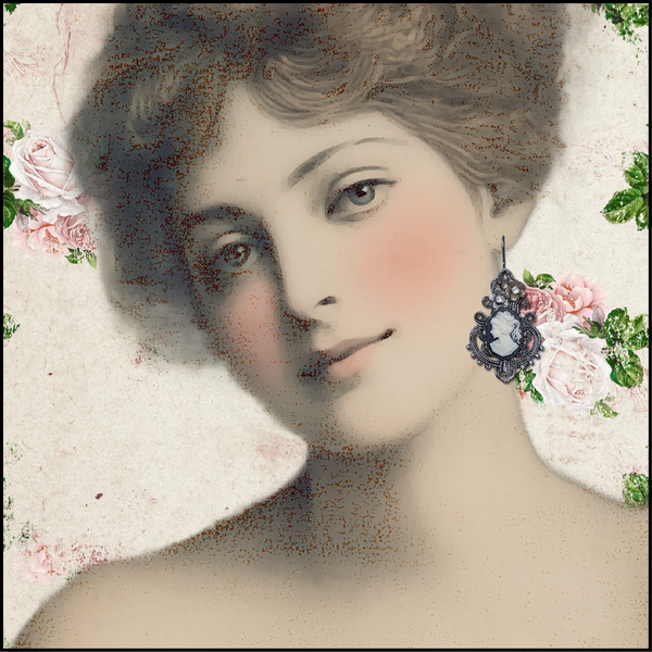 ART DECO CAMEO FILIGREE EARRINGS