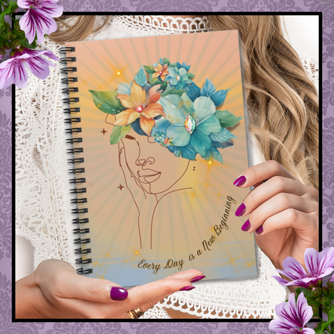 Spiral Bound Journal Diary With Lined Pages Notebook For Women With Lovely Design And Inspirational Saying