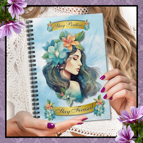 Spiral Bound Journal Diary With Lined Pages Notebook For Women With Lovely Design And Inspirational Saying