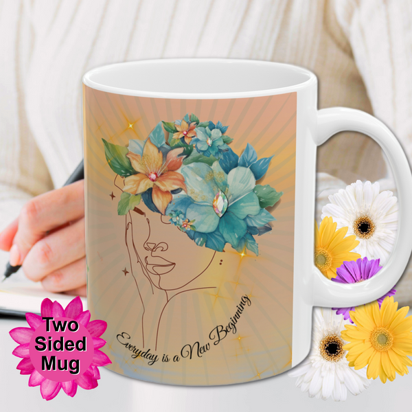 Pretty Ceramic Mug for Woman with Inspirational Uplifting Saying on Coffee Cup