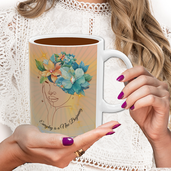 Pretty Ceramic Mug for Woman with Inspirational Uplifting Saying on Coffee Cup