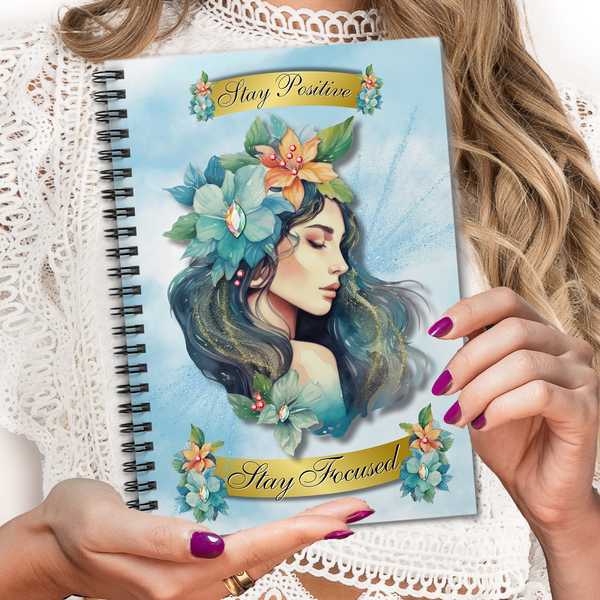 Spiral Bound Journal Diary With Lined Pages Notebook For Women With Lovely Design And Inspirational Saying