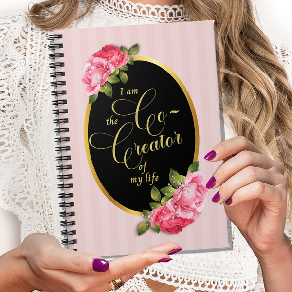 Co-Creator Pink Spiral Bound Journal Notebook Pink Daily Diary Shabby Chic For Women