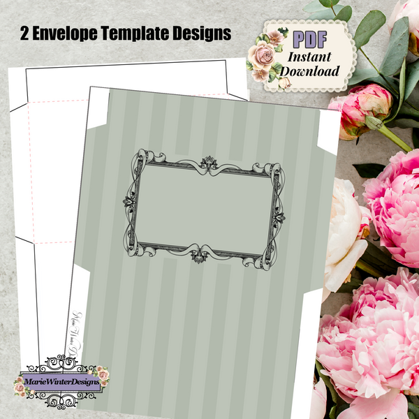 2 envelope templates. plain white and teal stripe