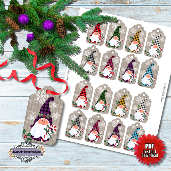Printable Christmas Gift Tags, Christmas Gift Labels, Printable Gift Tags, DIY Gift Tags, Digital Collage Sheet Instant Download